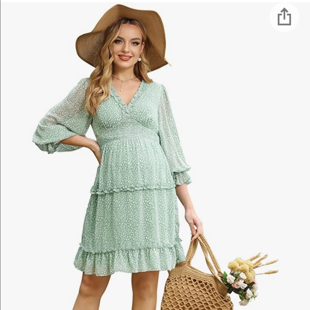 Delicate leopard green maternity dress